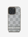 DKNY PU Leather Checkered Pattern and Stripe Zadní Kryt pro iPhone 16 Pro Max Beige Ovitek za telefon