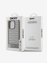 DKNY PU Leather Repeat Pattern Bottom Stripe MagSafe Zadní Kryt pro iPhone 16 Pro Brown Ovitek za telefon