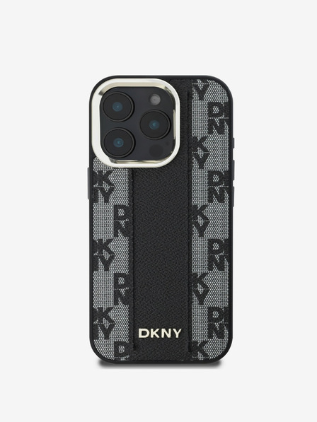 DKNY PU Leather Checkered Pattern Magsafe iPhone 16 Pro Black Ovitek za telefon