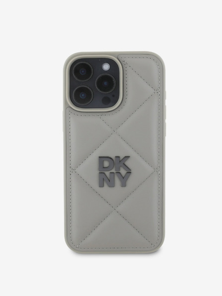 DKNY PU Leather Quilted Stack Logo iPhone 16 Pro Max Grey Ovitek za telefon