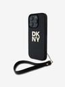 DKNY PU Leather Stack Logo Wrist Strap iPhone 16 Pro Max Black Ovitek za telefon