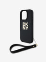 DKNY PU Leather Stack Logo Wrist Strap iPhone 16 Pro Max Black Ovitek za telefon