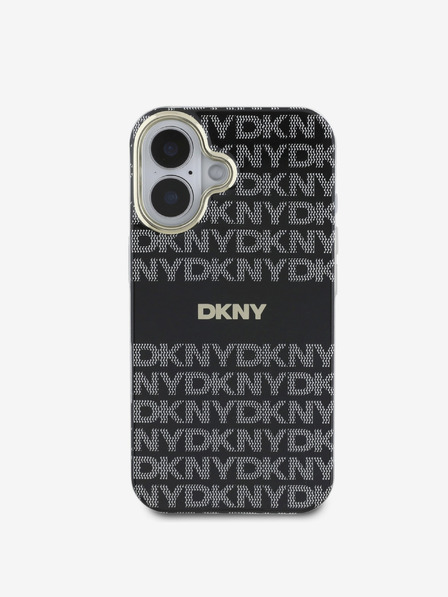 DKNY Repeat Pattern Tonal Stripe Magsafe iPhone 16 Black Ovitek za telefon