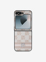 DKNY PU Leather Checkered Pattern and Stripe Samsung Galaxy Z Flip 6 Pink Ovitek za telefon