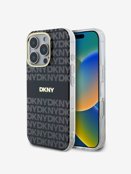 DKNY Repeat Pattern Tonal Stripe Magsafe iPhone 16 Pro Black Ovitek za telefon