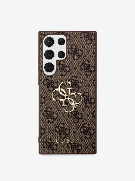 Guess PU 4G Metal Logo Samsung Galaxy S23 Ultra Brown Ovitek za telefon