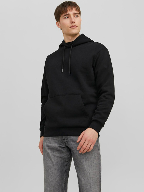 Jack & Jones Črna moška majica s kapuco Jack & Jones Bradley