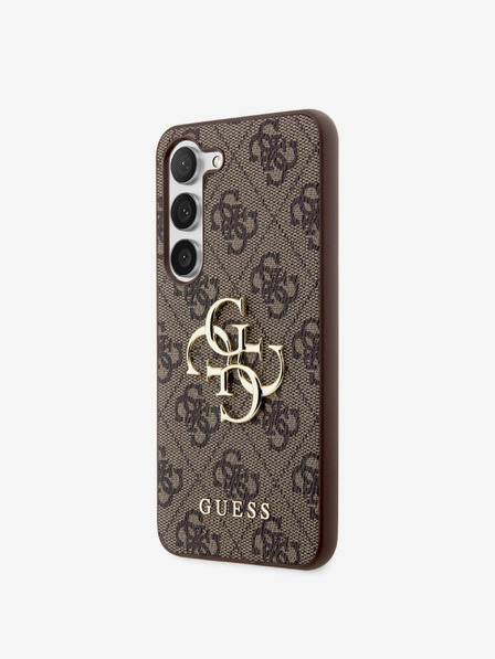 Guess PU 4G Metal Logo Zadní Kryt pro Samsung Galaxy S23 Brown Ovitek za telefon