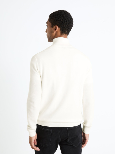 Celio Krem moški pulover s pokončnim ovratnikom Celio Celim