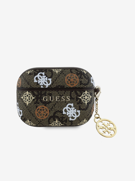 Guess PU 4G Peony Charm Pouzdro pro AirPods Pro Brown Ovitek