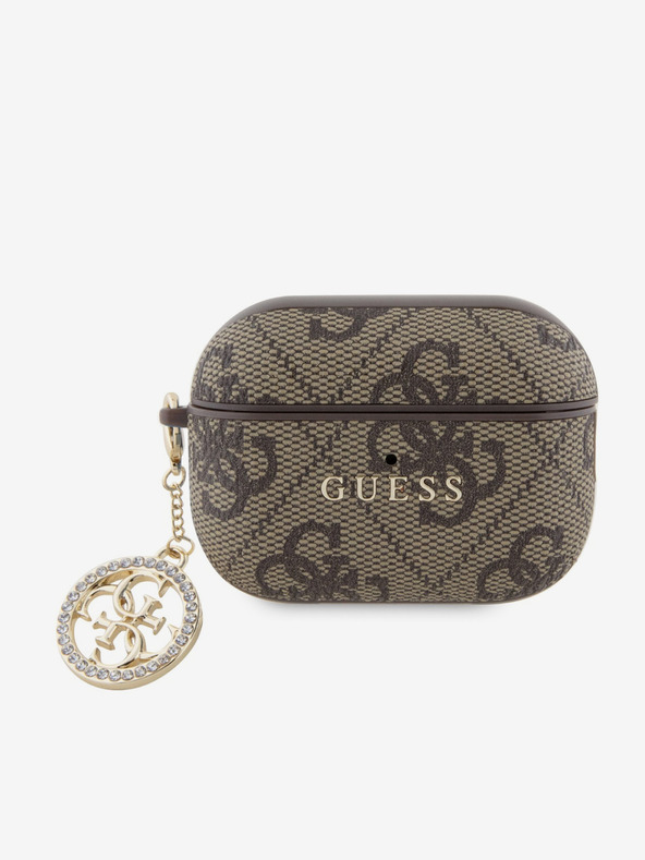 Guess 4G Script PC/PU Charm Pouzdro pro AirPods Pro 2 Brown Ovitek