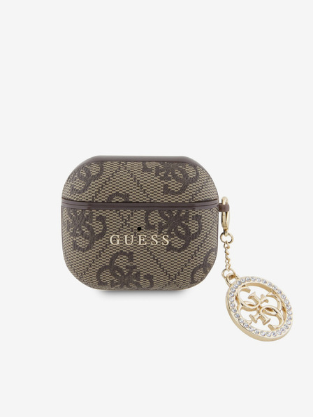 Guess 4G Script PC/PU Charm Pouzdro pro AirPods 3 Brown Ovitek