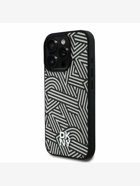 DKNY PU Leather Crosswalk Pattern Magsafe Zadní Kryt pro iPhone 16 Pro Ivory Ovitek za telefon