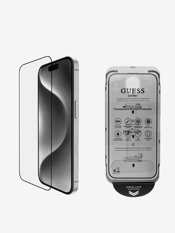 Guess Tvrzené Sklo 2.5D pro iPhone 16 Pro Black Ovitek za telefon