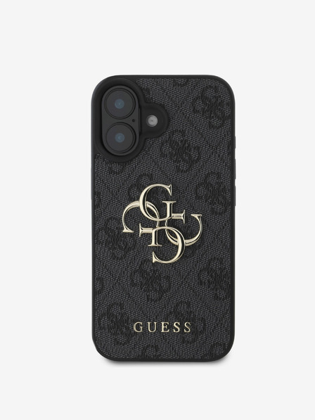 Guess PU 4G Metal Logo Zadní Kryt pro iPhone 16 Grey Ovitek za telefon