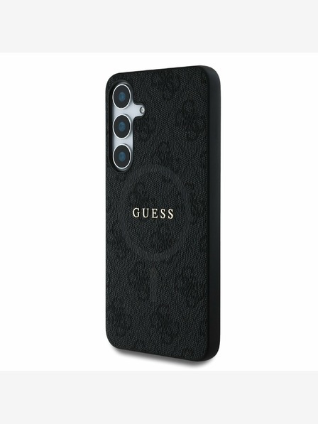 Guess PU Leather 4G Colored Ring MagSafe Zadní Kryt pro Samsung Galaxy S25+ Black Ovitek za telefon