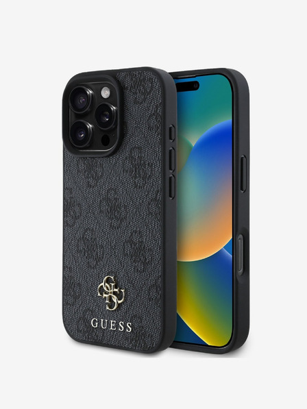 Guess PU 4G Small Metal Logo MagSafe Zadní Kryt pro iPhone 16 Pro Grey Ovitek za telefon