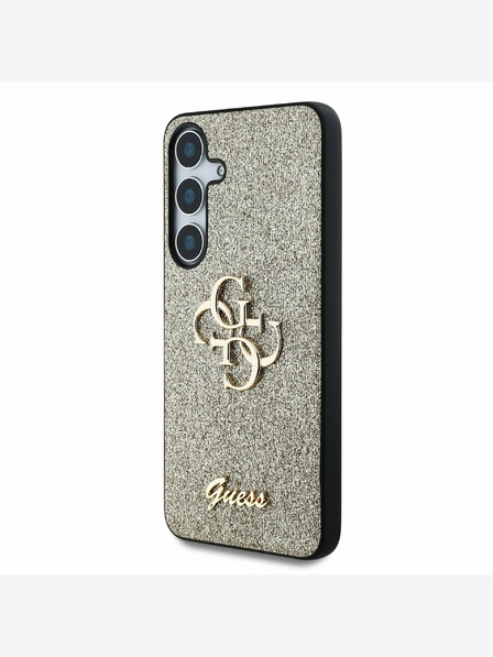 Guess PU Fixed Glitter 4G Metal Logo Zadní Kryt pro Samsung Galaxy S25 Gold Ovitek za telefon