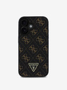 Guess PU Leather 4G Triangle Metal Logo Zadní Kryt pro iPhone 16 Black Ovitek za telefon