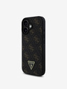 Guess PU Leather 4G Triangle Metal Logo Zadní Kryt pro iPhone 16 Black Ovitek za telefon