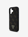 Guess PU Leather 4G Triangle Metal Logo Zadní Kryt pro iPhone 16 Black Ovitek za telefon