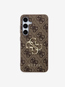 Guess PU 4G Metal Logo Zadní Kryt pro Samsung Galaxy S24 Brown Ovitek za telefon