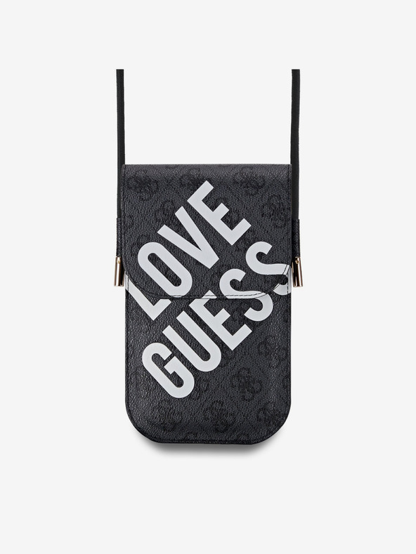 Guess PU 4G Big Love Logo Taška na Telefon Black Ovitek za telefon