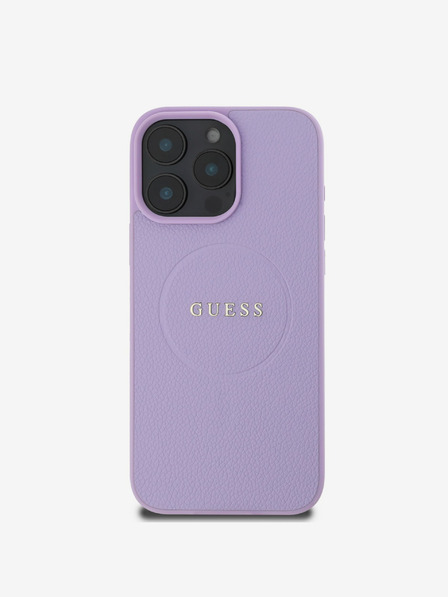 Guess PU Grained Classic Logo MagSafe Zadní Kryt pro iPhone 16 Pro Purple Ovitek za telefon