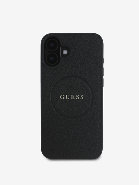 Guess PU Grained Classic Logo MagSafe Zadní Kryt pro iPhone 16 Black Ovitek za telefon