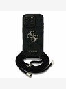 Guess PU 4G Metal Logo Crossbody Popruh Zadní Kryt pro iPhone 16 Pro Black Ovitek za telefon