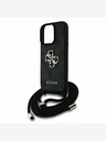 Guess PU 4G Metal Logo Crossbody Popruh Zadní Kryt pro iPhone 16 Pro Black Ovitek za telefon