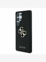 Guess PU Grained 4G Metal Logo Zadní Kryt pro Samsung Galaxy S25 Ultra Black Ovitek za telefon