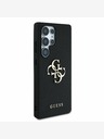 Guess PU Grained 4G Metal Logo Zadní Kryt pro Samsung Galaxy S25 Ultra Black Ovitek za telefon