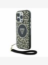 Guess IML Leopard Triangle Logo Strap MagSafe Zadní Kryt pro iPhone 16 Pro Max Brown Ovitek za telefon