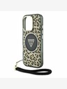 Guess IML Leopard Triangle Logo Strap MagSafe Zadní Kryt pro iPhone 16 Pro Max Brown Ovitek za telefon