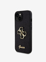 Guess PU Fixed Glitter 4G Metal Logo Zadní Kryt pro iPhone 13 Black Ovitek za telefon