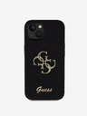 Guess PU Fixed Glitter 4G Metal Logo Zadní Kryt pro iPhone 13 Black Ovitek za telefon