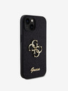 Guess PU Fixed Glitter 4G Metal Logo Zadní Kryt pro iPhone 13 Black Ovitek za telefon