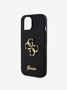 Guess PU Fixed Glitter 4G Metal Logo Zadní Kryt pro iPhone 13 Black Ovitek za telefon