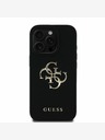 Guess PU Grained 4G Metal Logo Zadní Kryt pro iPhone 16 Pro Black Ovitek za telefon