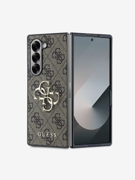 Guess PU 4G Metal Logo Zadní Kryt pro Samsung Galaxy Z Fold 6 Brown Ovitek za telefon