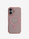 Guess IML Glitter Ring MagSafe Zadní Kryt pro iPhone 16 Pink Ovitek za telefon