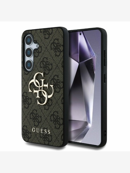 Guess PU 4G Metal Logo Zadní Kryt pro Samsung Galaxy S25 Brown Ovitek za telefon