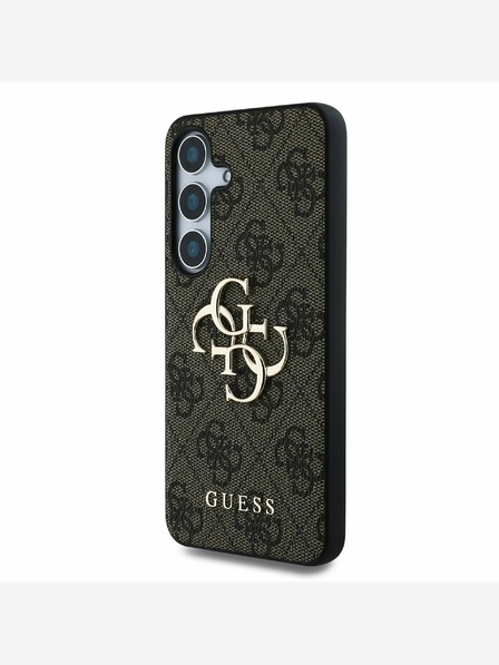 Guess PU 4G Metal Logo Zadní Kryt pro Samsung Galaxy S25 Brown Ovitek za telefon