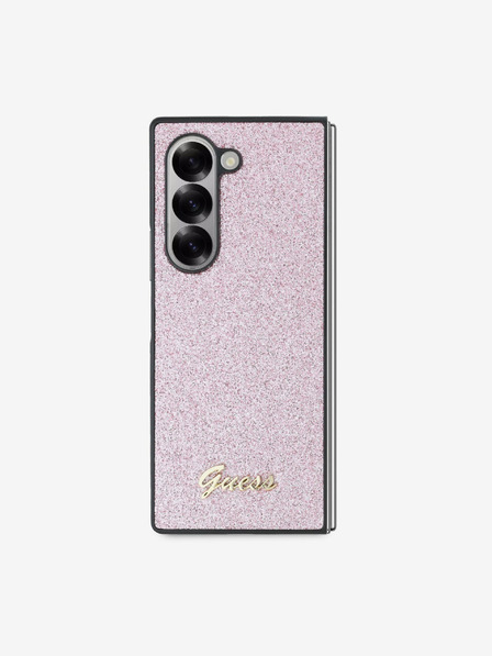 Guess PC/TPU Glitter Flakes Metal Logo Zadní Kryt pro Samsung Galaxy Z Fold 6 Pink Ovitek za telefon