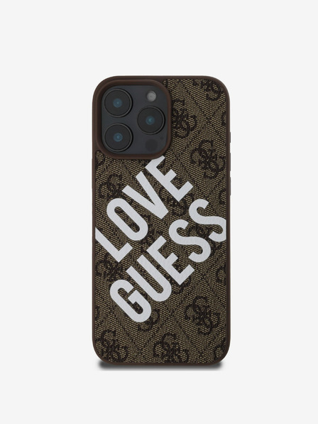 Guess PU Leather 4G Big Love Logo MagSafe Zadní Kryt pro iPhone 16 Pro Max Brown Ovitek za telefon