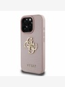 Guess PU Grained 4G Metal Logo Zadní Kryt pro iPhone 15 Pro Pink Ovitek za telefon