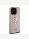 Guess PU Grained 4G Metal Logo Zadní Kryt pro iPhone 15 Pro Pink Ovitek za telefon