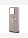 Guess PU Grained 4G Metal Logo Zadní Kryt pro iPhone 15 Pro Pink Ovitek za telefon