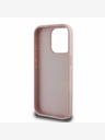 Guess PU Grained 4G Metal Logo Zadní Kryt pro iPhone 15 Pro Pink Ovitek za telefon